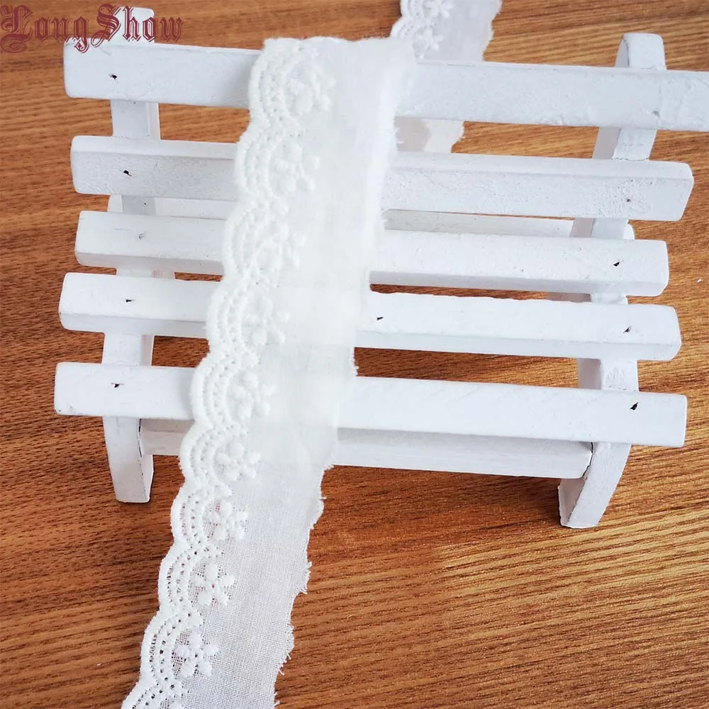 1 партия/4 метра 2 см ширина бежевая белая хлопчатобумажная ткань кружевная