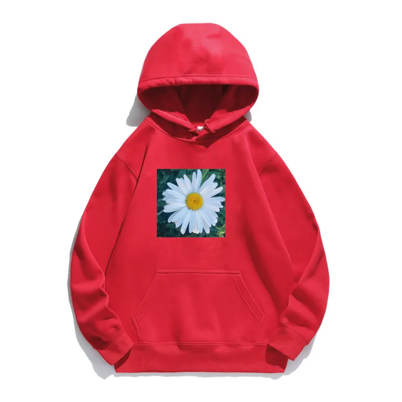 

Women Hoodie Chrysanthemum Printed Hoodies Women Fleece Long Sleeve Loose Sweatshirt with Hat Girls Pullovers Winter