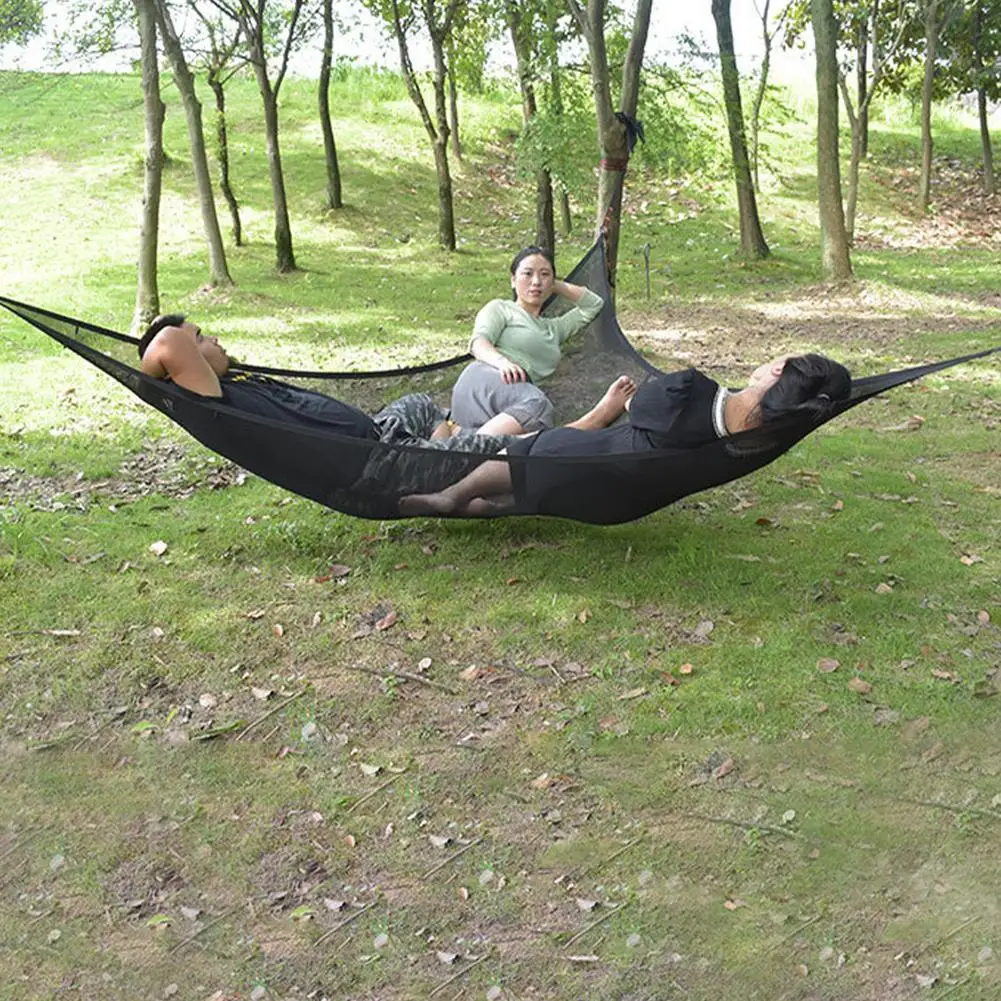 

2.9x2.9x2.9m Portable Camping Hammock Triangle Multi Person Mesh Giant Aerial Hammock Leisure Hang Bed For Outdoor Hiking