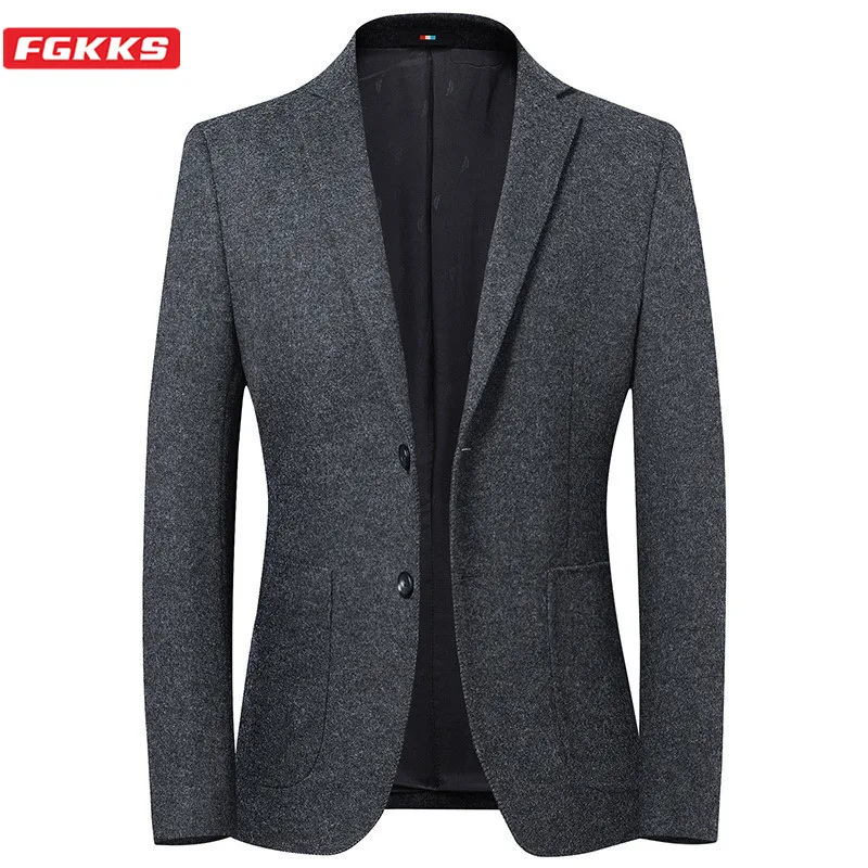 Бренд FGKKS мужские шерстяные пиджаки модная новинка мужской Молодежный пиджак