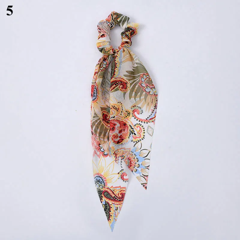 

Chiffon Floral Hair Scrunchie Triangle Scarf Hair Accessories For Women Girls Bowknot Soft Hair Rope ,Elastic Hair Band