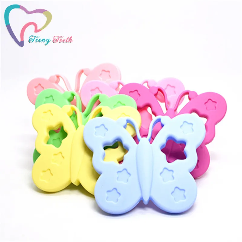 

Teeny Teeth 10 PCS Candy Colors Silicone Butterfly Teether Toys,Butterfly Pendant Teether,100% Food Grade Silicone Teething Toys