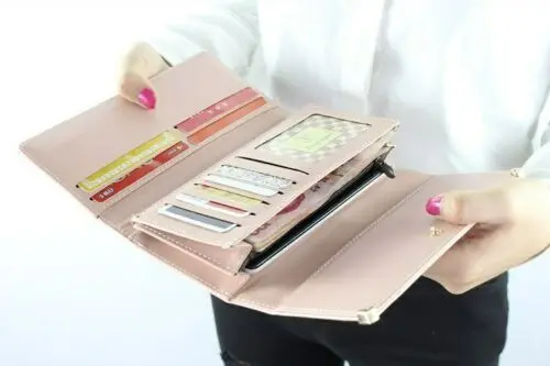 Женский кошелек из искусственной кожи Длинный одноцветные сумочки клатч сумки с