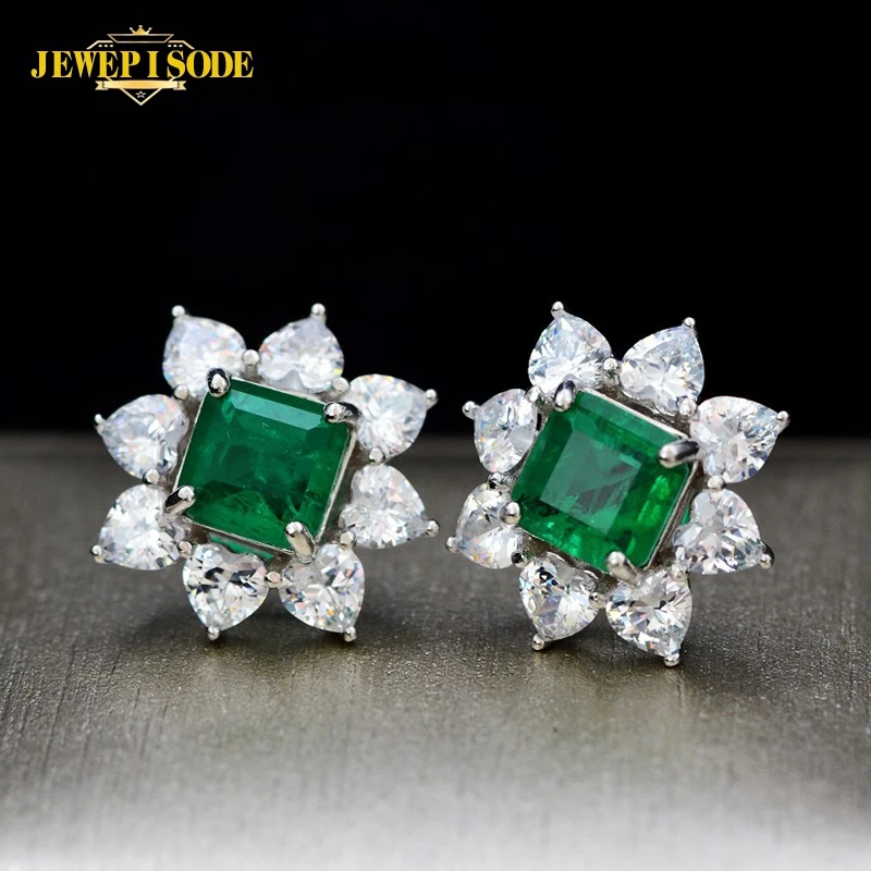

Женские серьги-гвоздики с изумрудами Jewepisode, из натурального серебра 925 пробы, 7 мм, этнические ювелирные изделия для подарка