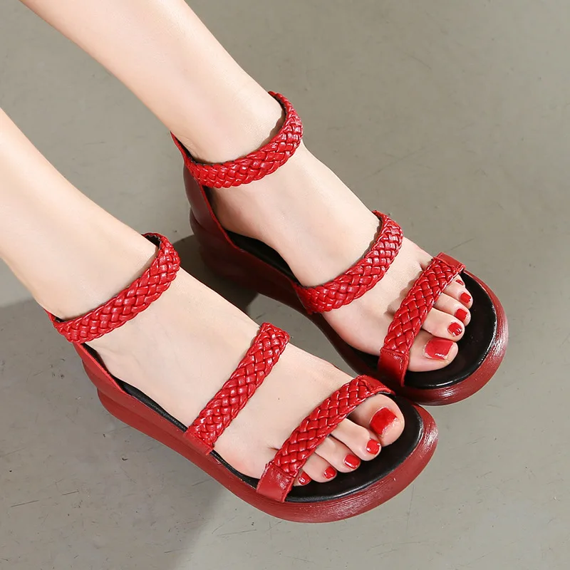 Женские сандалии-гладиаторы ALISHINREY летние повседневные босоножки из натуральной