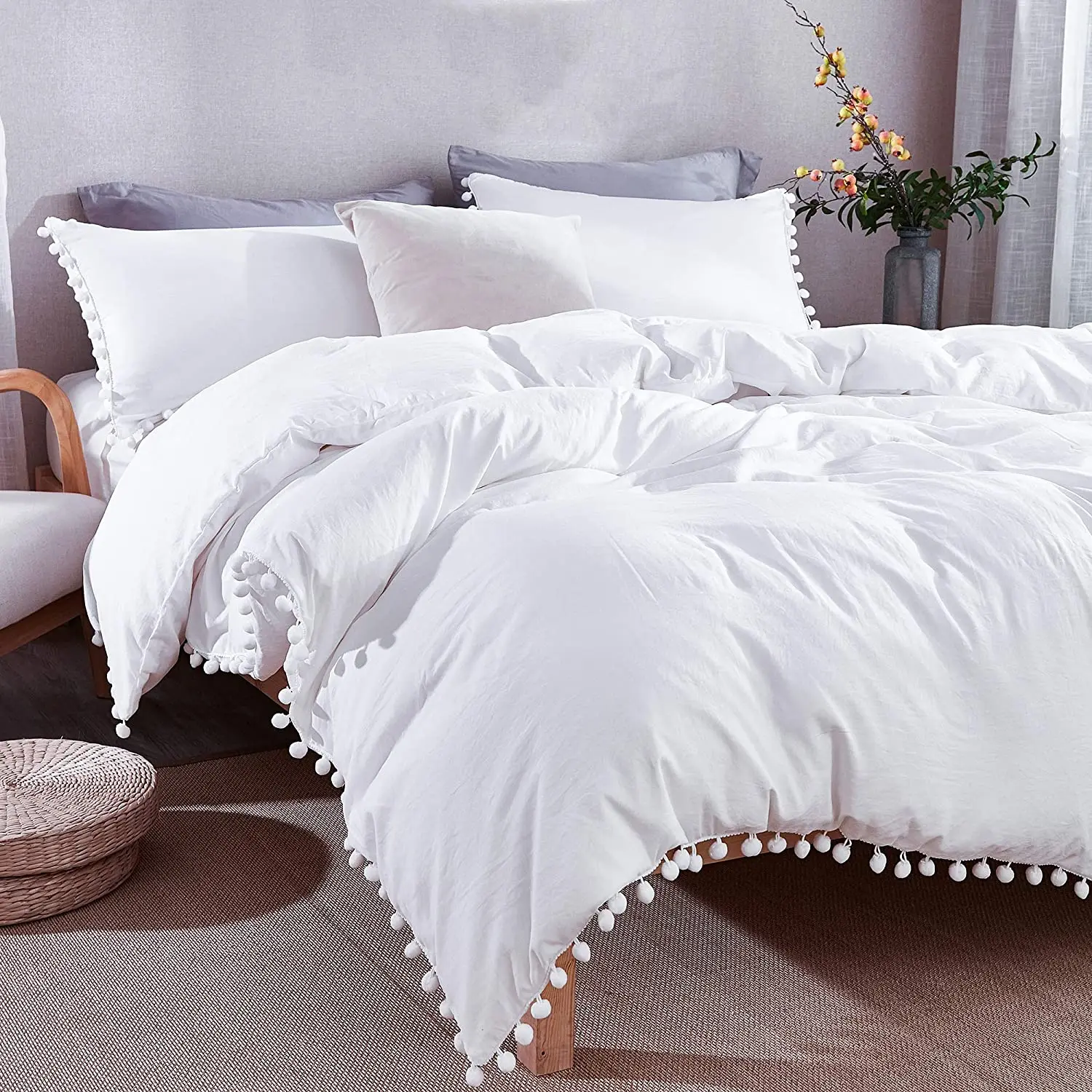 

White Nordic Duvet Cover Set Bedclothes King Queen Size High Quality Bedspread Quilt Twin Size Bedding Set Bed Linens Polyester