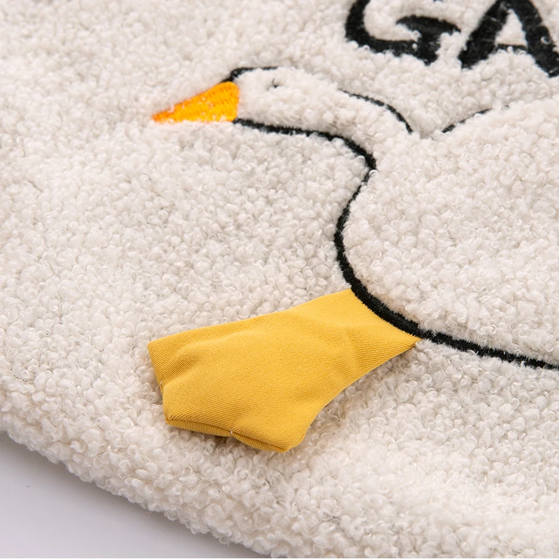 Lamb Fabric Shoulder Bag For Women Cartoon Duck Canvas Handbag Tote Large Capacity Shopper Bags Cute Soft Bags For Girls WY401