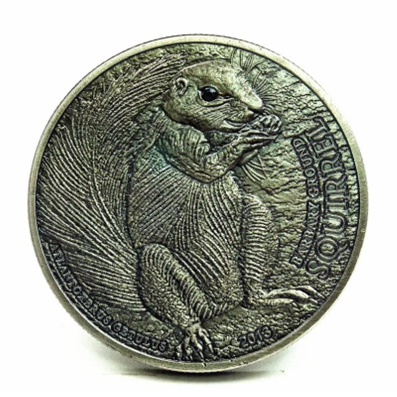 Памятная монета в виде кленового листа 5 типов панда динозавр кошка узор