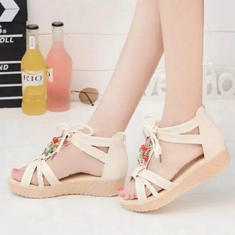 2019 новые летние женские сандалии в Корейском стиле Харадзюку на плоской подошве