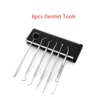 6pcs dental mirror stainless steel dental tool set tweezer sickle scaler dental instruments dentist tools oral care kit tools