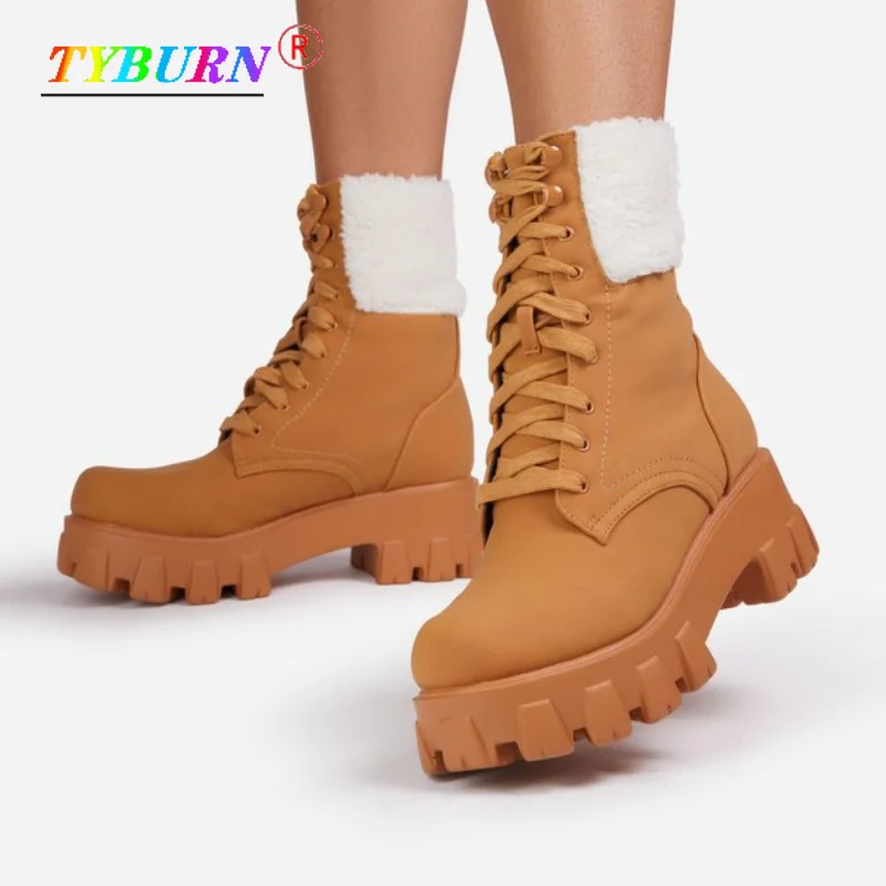 

Женские зимние меховые теплые зимние ботинки, женские теплые женские ботильоны, удобная обувь, повседневные женские ботинки до середины ик...