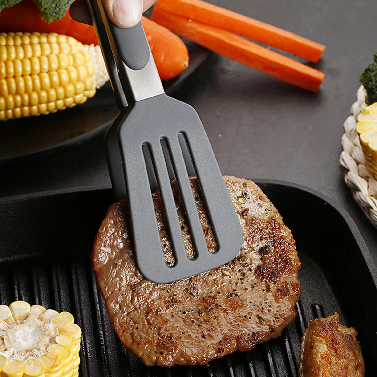 

1pc Kitchen tool bread clip grill steak tongs barbecue tongs multifunctional stainless steel food tongs