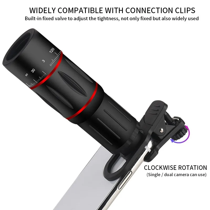 

18X Telescope Zoom Lens Monocular Mobile Phone Camera Lens for IPhone Samsung Smartphones for Camping Hunting Sports