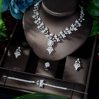 hibride super luxury leaf leaves full aaa cubic zirconia women wedding dress necklace earring jewelry sets bijoux femme n 1143
