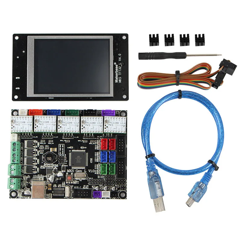 

HOT-Makerbase 3D Printer Accessories MKS GEN L + TMC2208 x 5 + TFT32 Color Contact Sn Driver Motherboard Kit