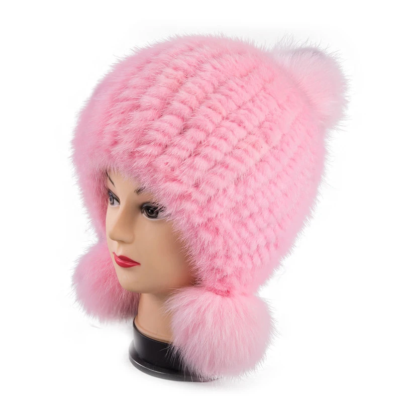 Женская меховая шапка 2019 модная Трендовая из лисьего меха и норки Новая