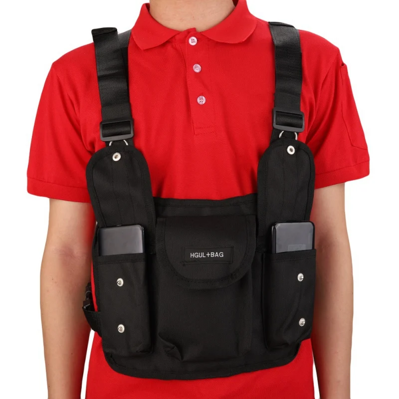 

Fashion Hip Hop Streetwear Chest Bag Tactical Functional Unisex Waistcoat Black Bullet Vest Bag Chest Rig Bags