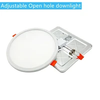 ultra thin square led panel light 6w 8w 15w 20w aluminum round ceiling recessed downlight open hole adjustable ac 220 240v 220v