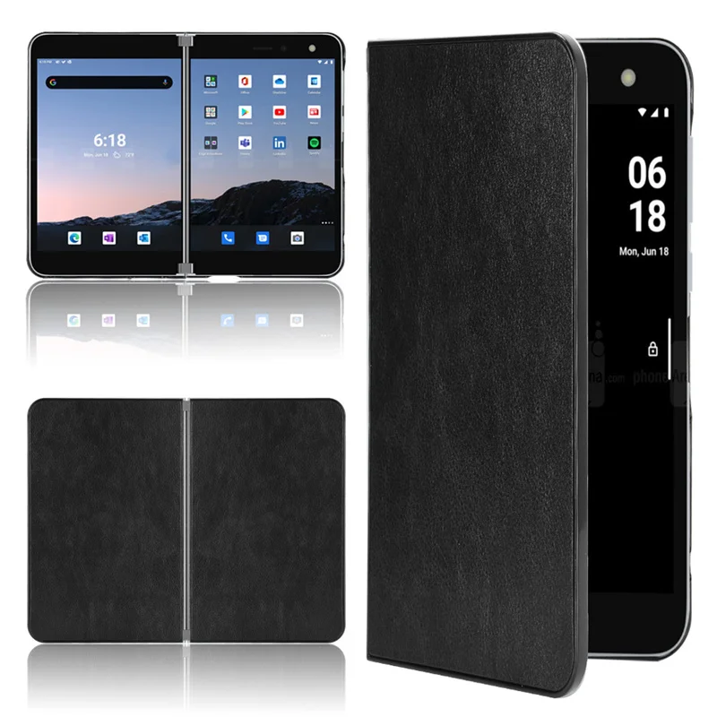 

For Microsoft Surface Duo Case Pattern Litchi Skin PU Leather and PC Book Cover For Microsoft Surface Duo Phone Case 8.1 inch