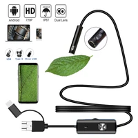 double lens endoscope 8mm dual lens usb borescope ip67 waterproof phone inspection mini snake camera with car repair side mirror