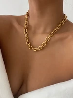 titanium with 18k gold statement o shap chains necklaces women stainless steel jewelry punk party designer club ins rare
