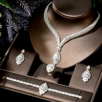 hibride water drop long dangle earrings for women wedding cubic zircon crystal dubai bridal fashion jewelry set n 1853