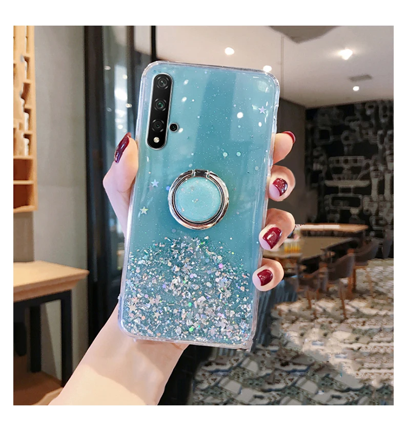 Auroras для huawei Nova 5T Блестящий блестящий чехол с блестками для Nova 5T прозрачный мягкий чехол со звездным небом полный Чехол со звездами и Луной