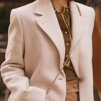 

Coat 2021 Women Autumn and Winter New Oatmeal Wool Blend Mid-length Blazer