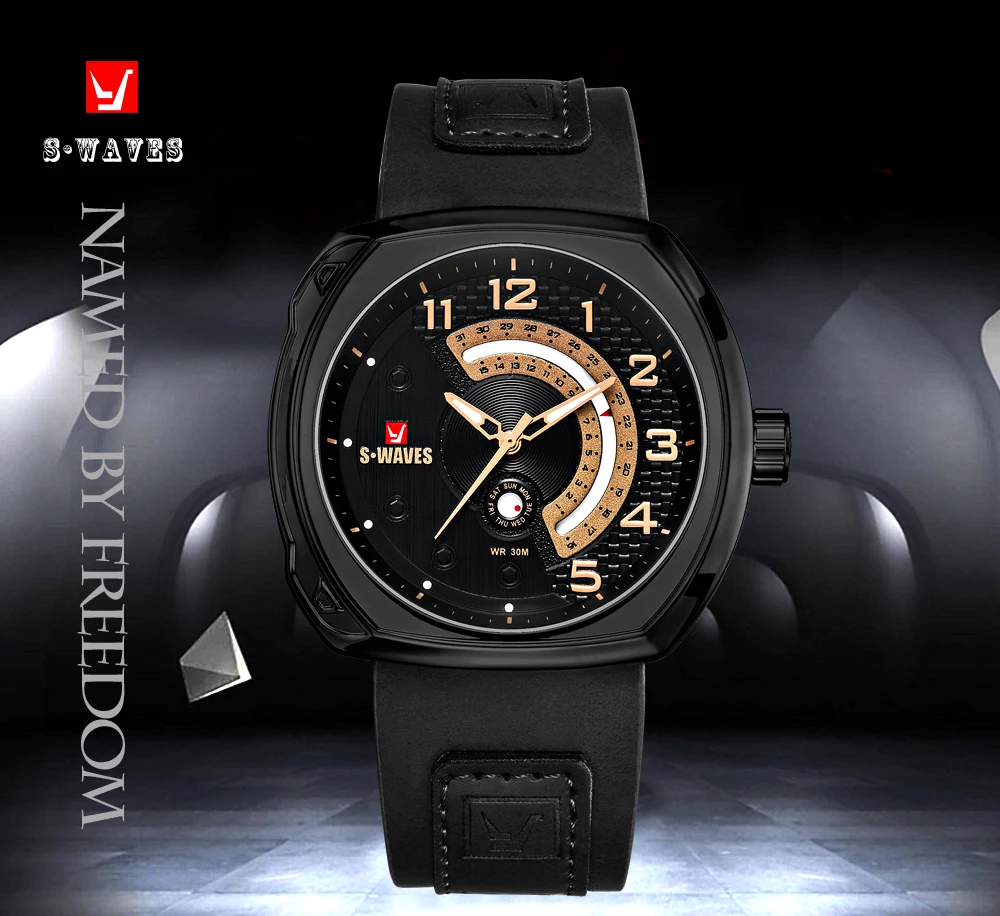 SWAVES уникальные часы для мужчин Спорт Полный календарь модные наручные s