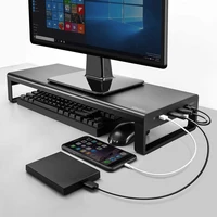 aluminium alloy monitor stand computer base table with 4 usb 3 0 hub mobile phone wireless charging laptop desk stand