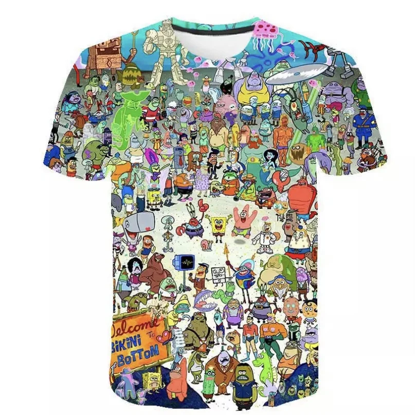 

2021 summer new men's and women's casual T-shirt cartoon funny 3D-printed street short sleeve fashion T-shirt hip-hop