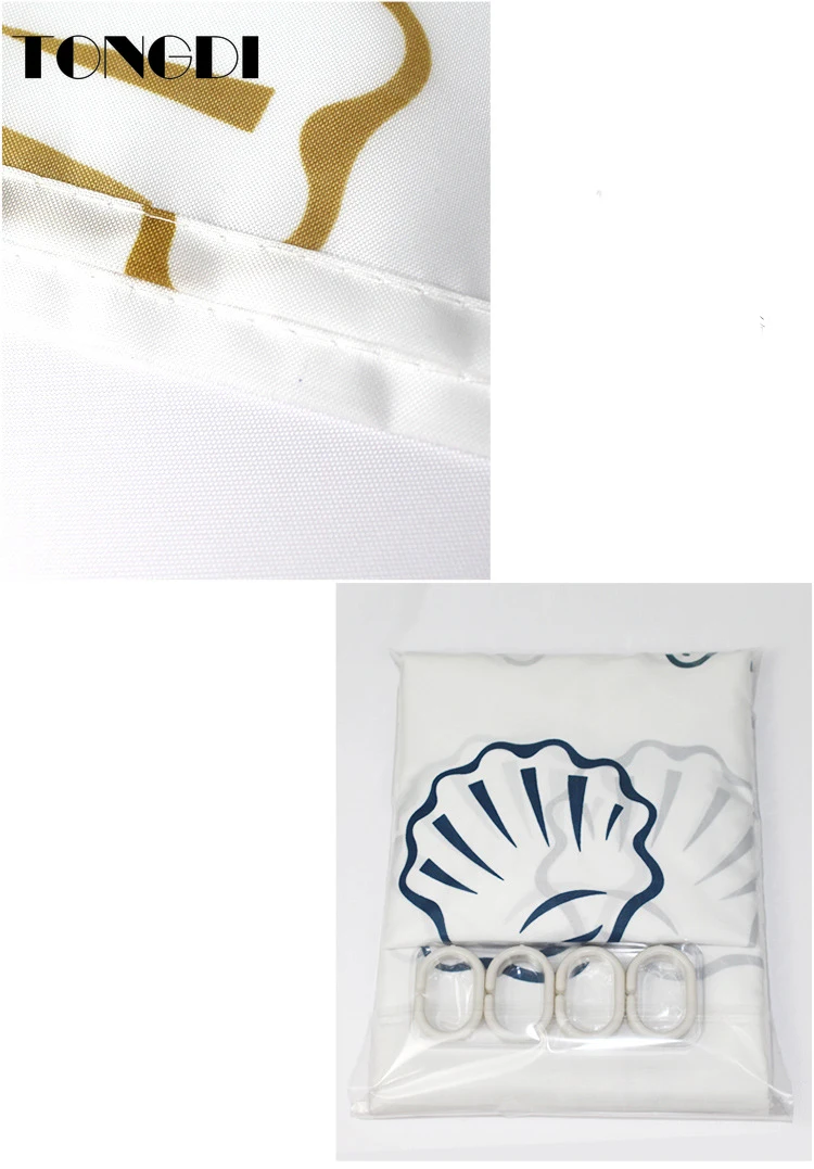 Водонепроницаемая занавеска для душа TONGDI Быстросохнущий шторка ванной комнаты