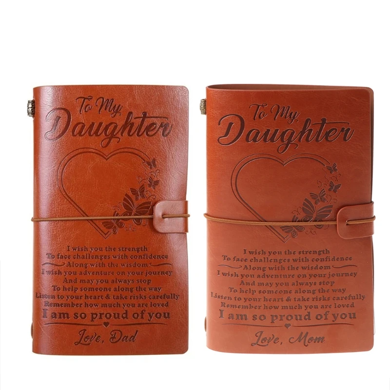 

Vintage Engraved Faux Leather Journal Notebook Diary My Dad Mom Travel Notepad