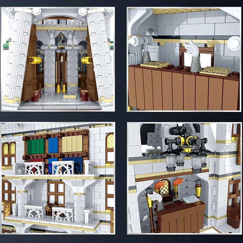 

Dropshipping 4185 PCS 032101 Diagon Alley Bank Building Blocks Bricks Sets Movie Scene Gringotts Model Toys Kids Birthday Gifts