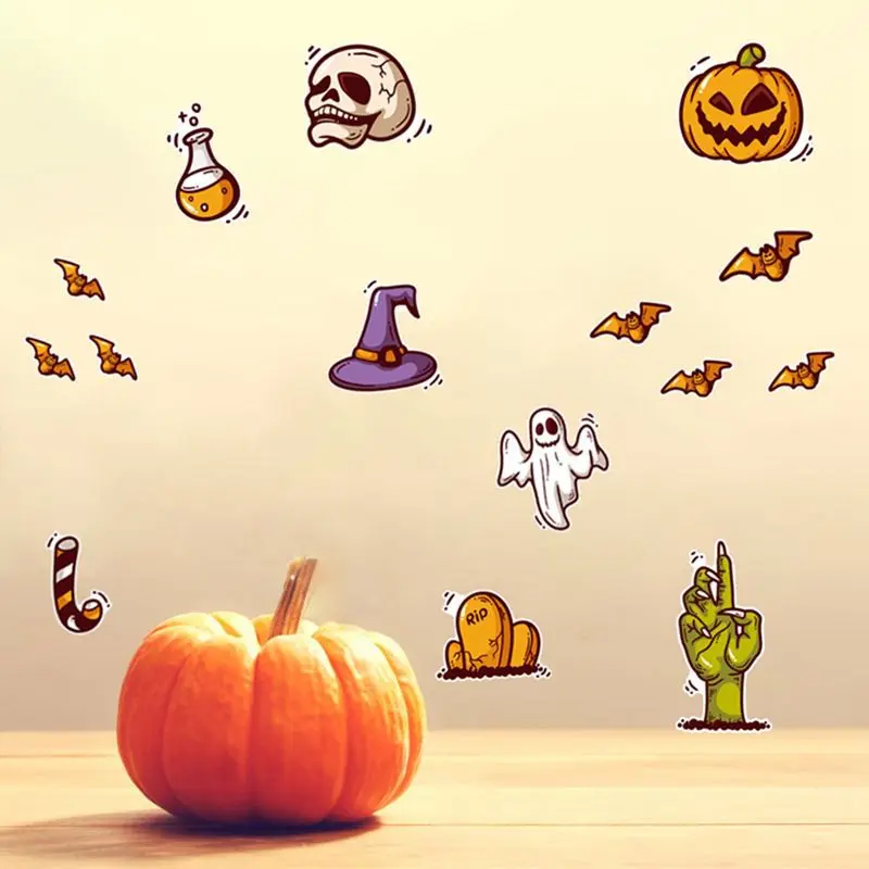 Мультфильм милый Хэллоуин наклейки на стену самоклеющиеся ПВХ для домашнего