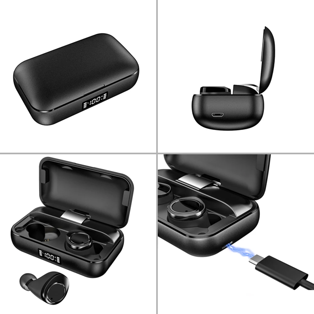 TWS, Bluetooth наушники, беспроводные наушники, игровая гарнитура, IPX7, водонепроницаемые наушники, запонки, bluetooth, наушники, металлическая зарядная коробка