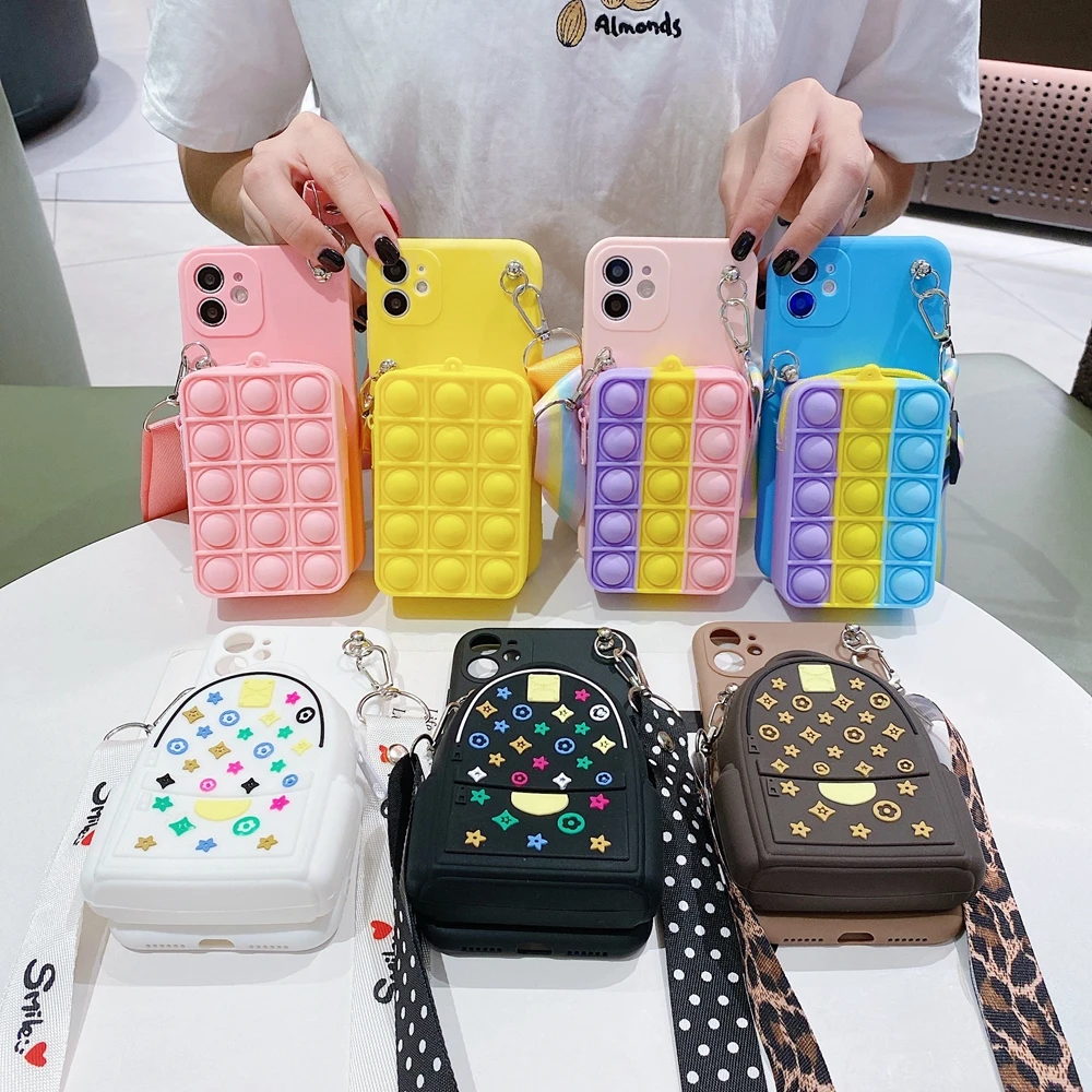 

Capa Redmi 9 8 7 6 Pro Relieve Stress Case For Funda Xiaomi Redmi 9T 9A 9C 8A 7A Case Pop Fidget Push Silicone Cover Lanyard Bag