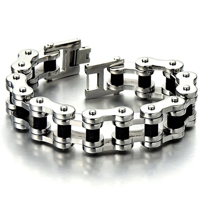 

2021 New High Quality Classic Stainless Steel Bicycle Motorcycle Chain Men's Bracelet Jewelry Fashion Accessories