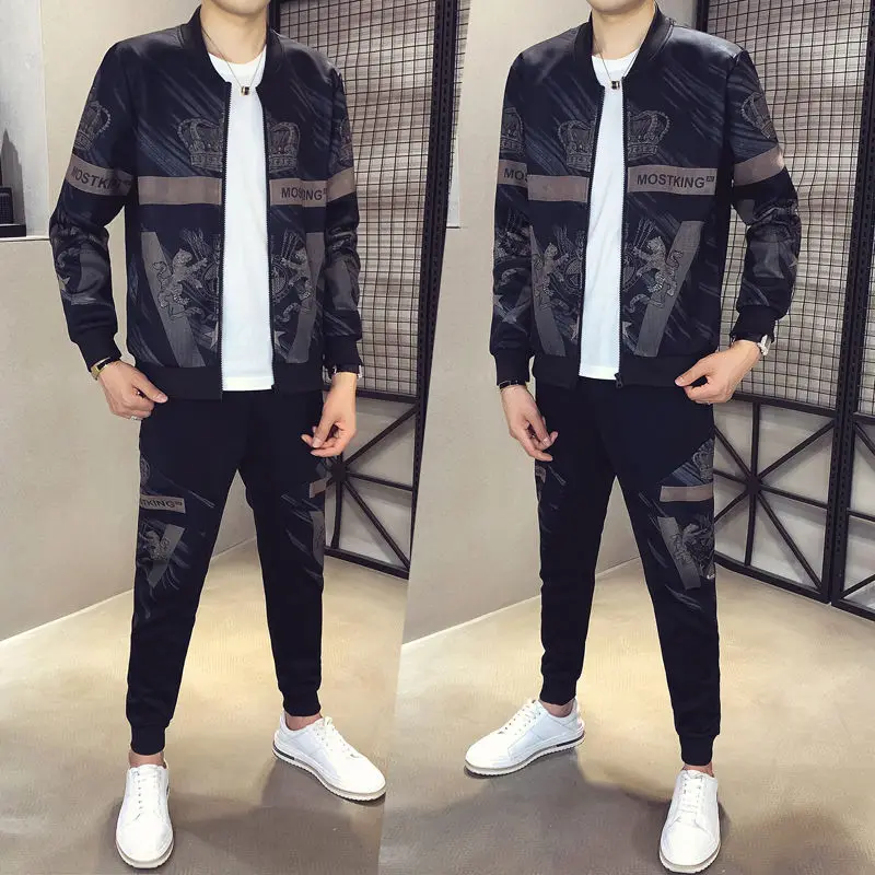 

Костюм спортивный мужской из куртки на молнии и штанов, Осень-зима