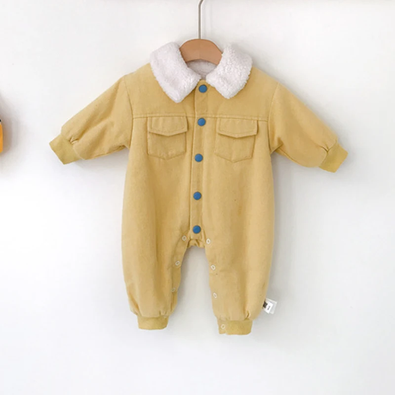 Corduroy Winter baby boy clothes warm snowsuit girl fashion onesie Outwear clothing for kids newborn |