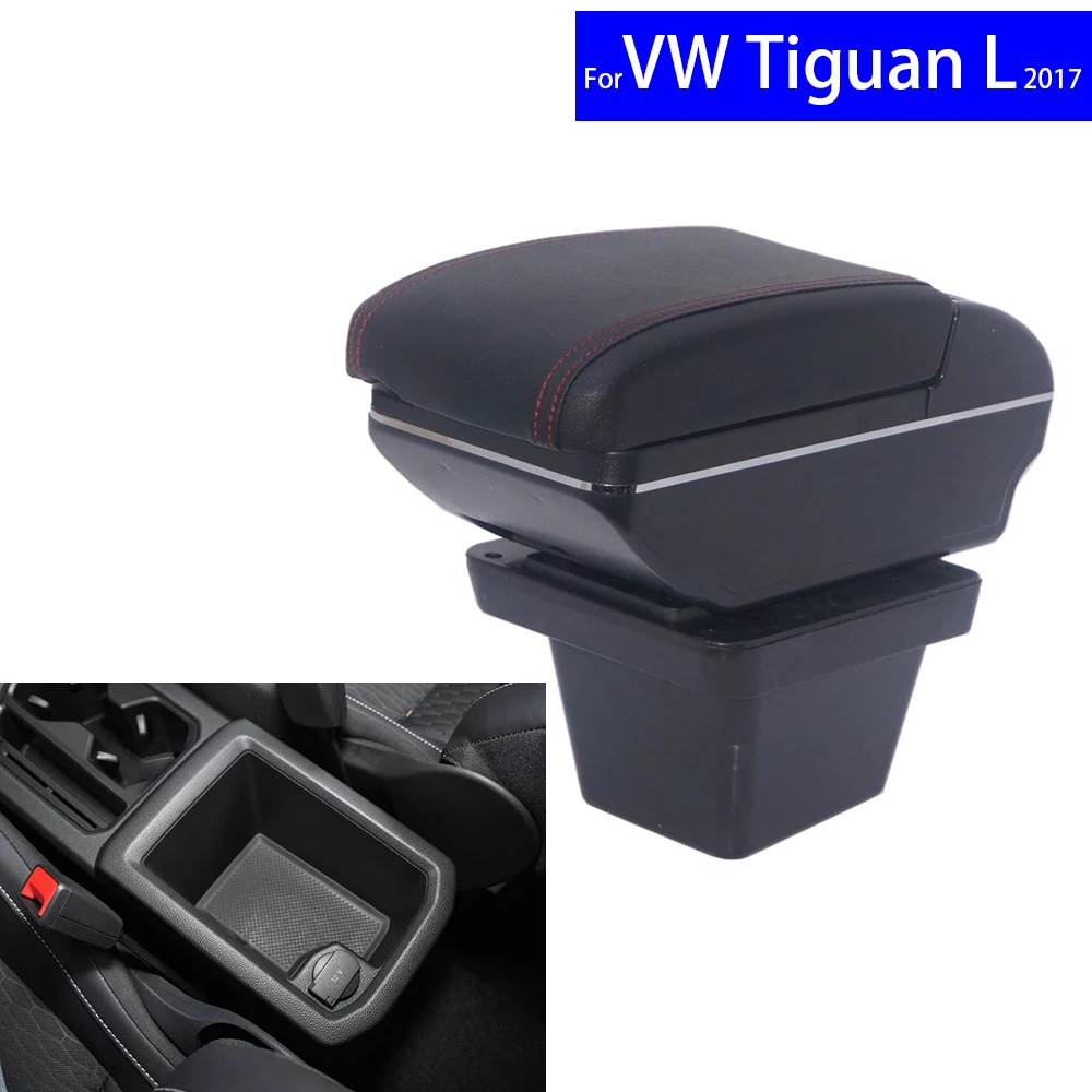 Кожаная Автомобильная центральная консоль подлокотник коробка для Volkswagen VW Tiguan L