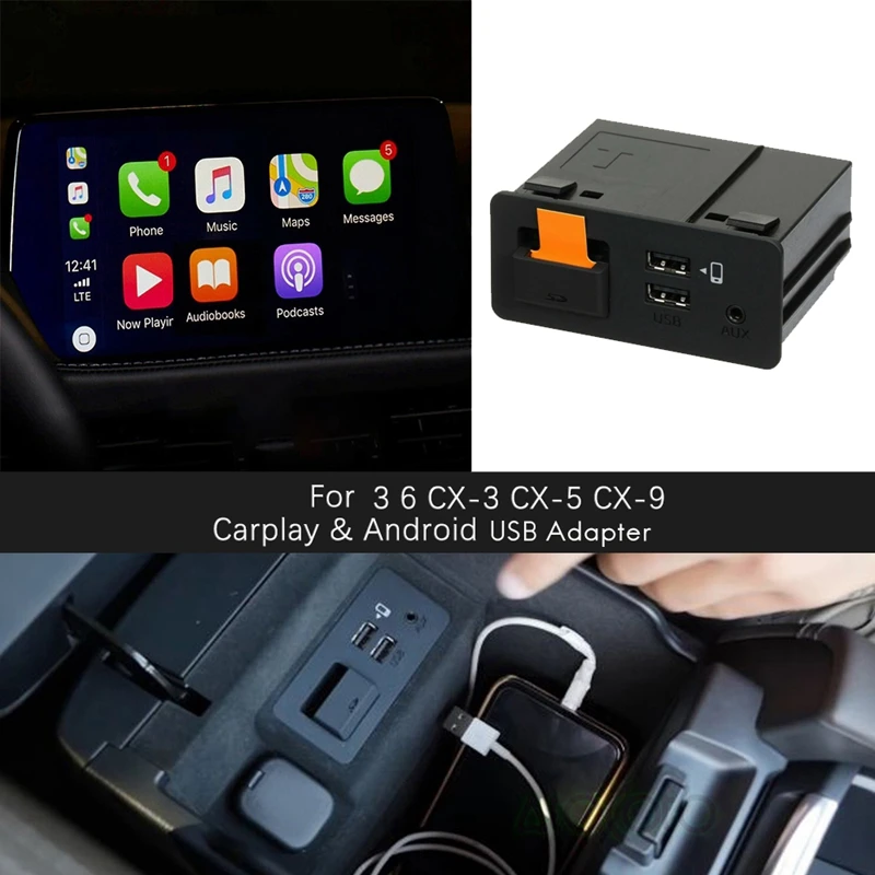 

Для Apple Carplay Android Авто USB Aux адаптер Hub модернизации для Mazda 2 Mazda 3 Mazda 6 CX-3 CX-5 CX-9 TK78-66-9U0C
