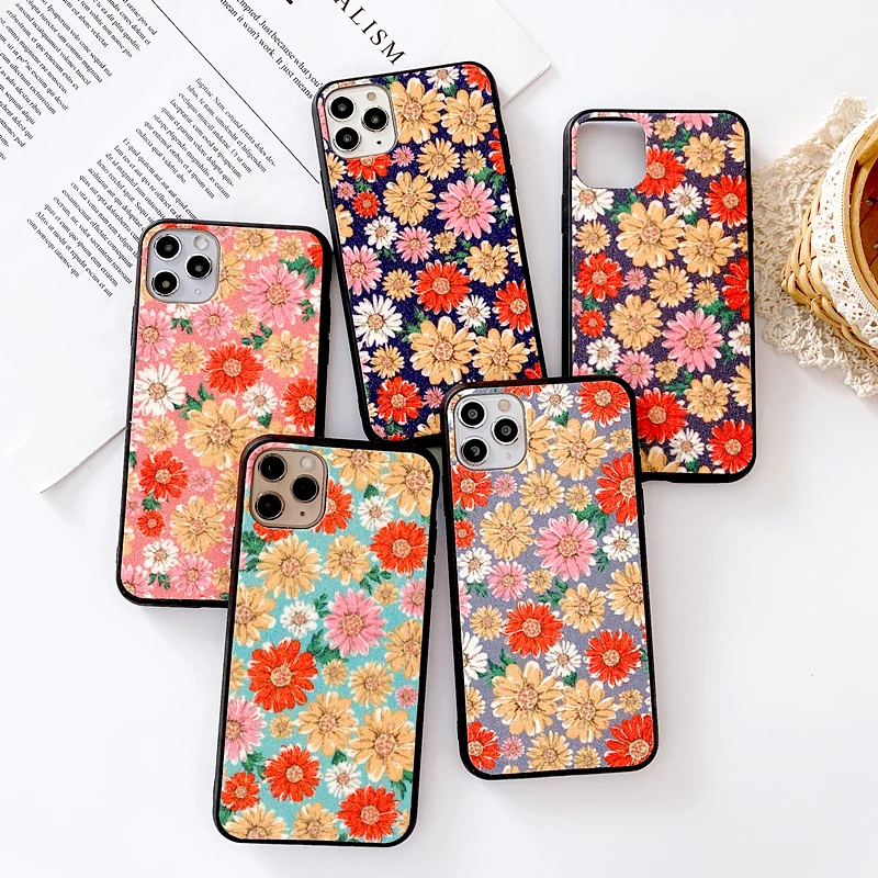 Роскошный милый мультяшный чехол для телефона с маргариткой и цветами iPhone 11Pro MAX X