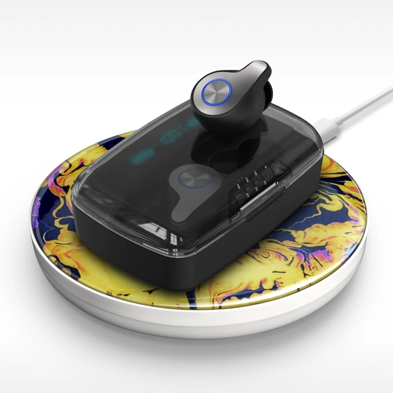 TWS Bluetooth гарнитура HiFi качество звука IPX6 Водонепроницаемый V5.0 светодиодный