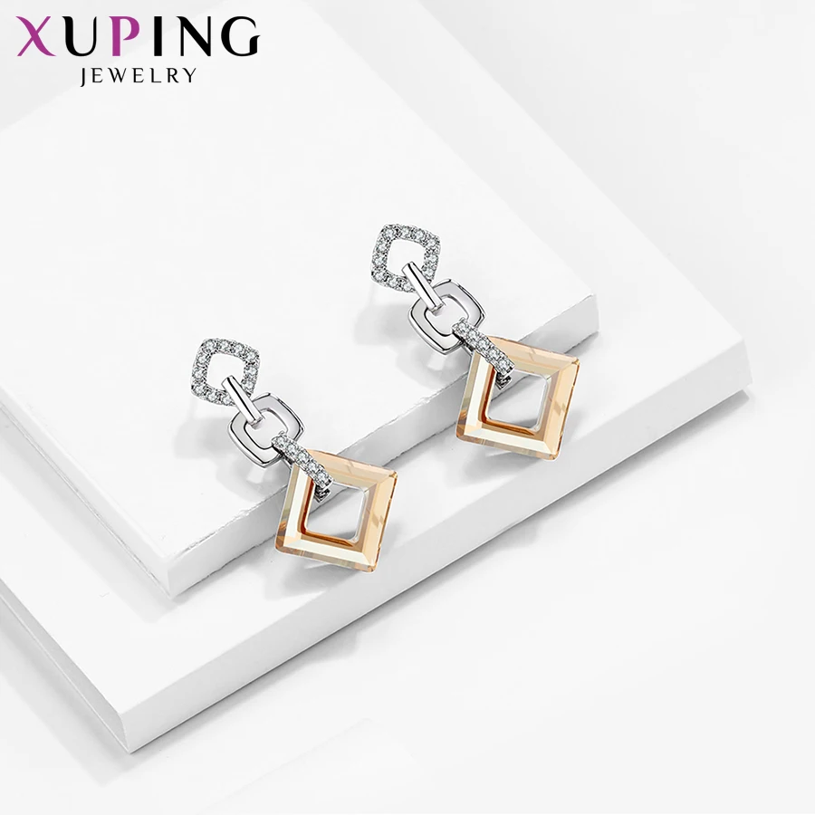 Xuping, изысканные цветные серьги, высокое качество, кристаллы от Swarovski, цветное покрытие, для женщин, подарок на день Святого Валентина, S89-202
