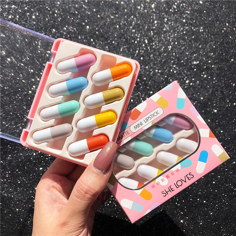 8 шт. матовая мини-помада симпатичная капсула стойкая помада для губ водостойкая
