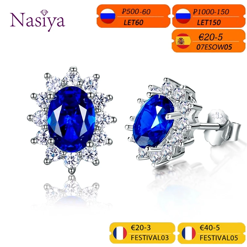 Женские серьги-гвоздики из серебра 925 пробы с фианитом | Украшения и аксессуары