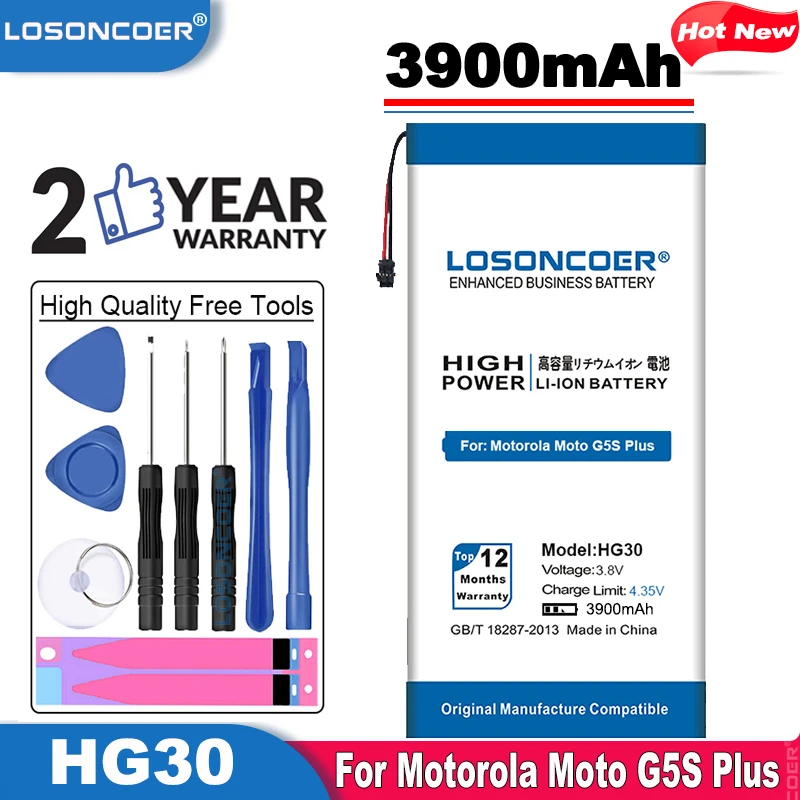 Аккумулятор LOSONCOER 3900 мАч HG30 для Motorola Moto G5S Plus Dual XT1791 XT1792 XT1793 XT1794 XT1795 XT1805