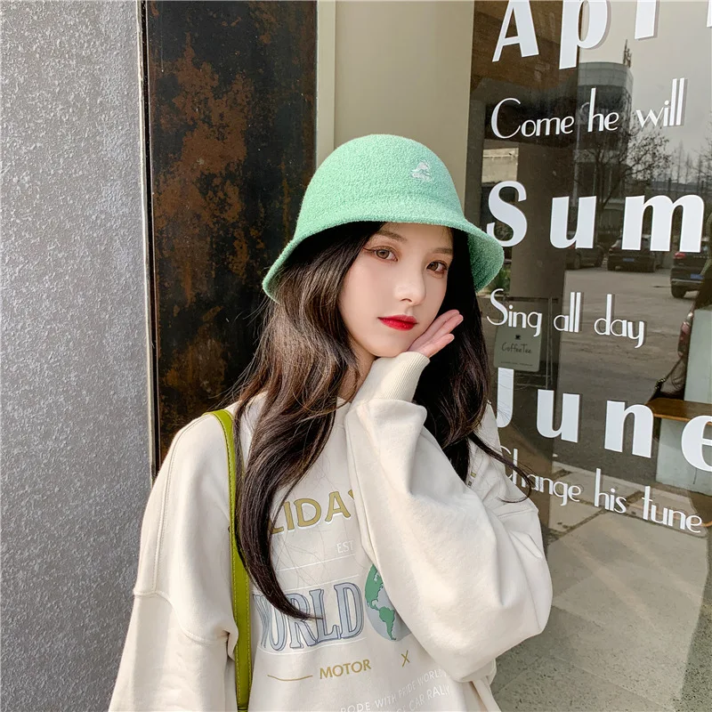 2021 Spring and Summer Bucket Hat Knitted Dome Shade Student Hat Solid Color Japanese Simple Fisherman Hat Fashion Basin Hat