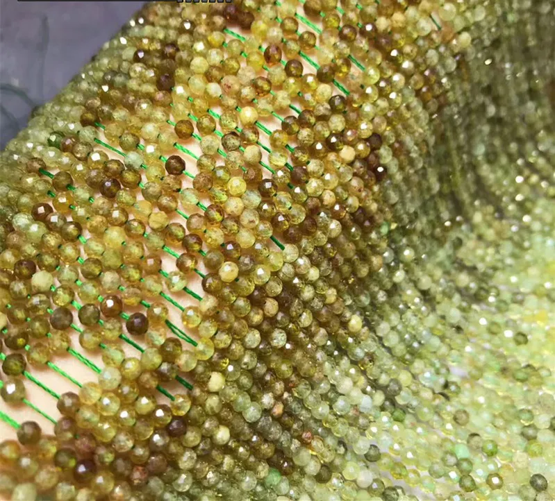 Круглые граненые бусины зеленого апатита/цаворита 3 мм 37 см для самостоятельного